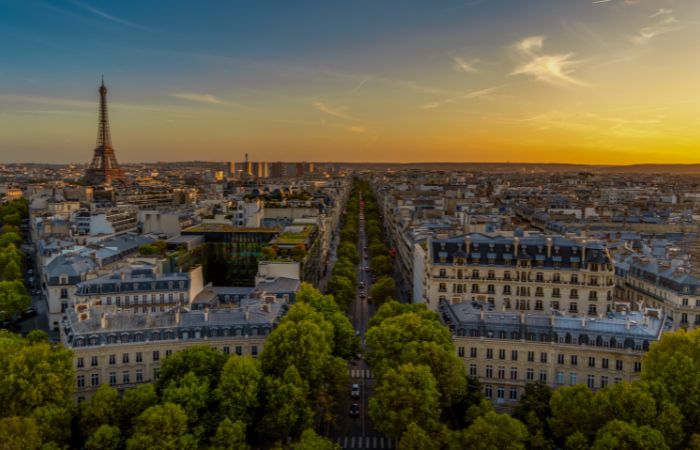vista panorámica de parís París al atardecer