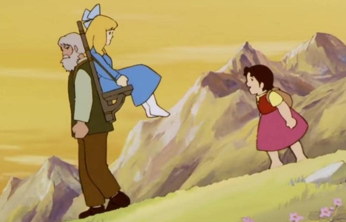 El abuelito de Heidi con su nieta y Clara Heidi, su abuelito y Clara, un clásico de los abuelos de la televisión