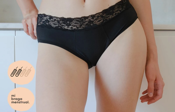 braga menstrual bragas menstruales negras con tira de encaje por arriba