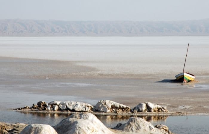 Lago salino Chott el Djerid, en Túnez Chott el Jerid, en Túnez