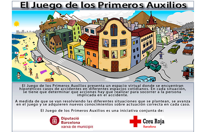 Juegos para enseñar primeros auxilios de la Cruz Roja Página del Juego virtual de los primeros auxilios
