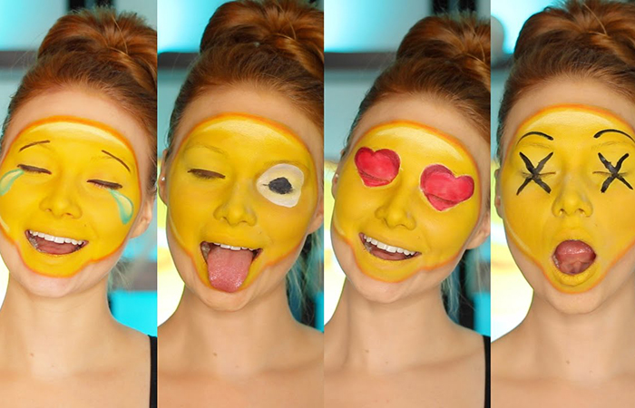 Maquillaje de caritas Mujer con cuadro maquillajes de caritas para el Día del emoji