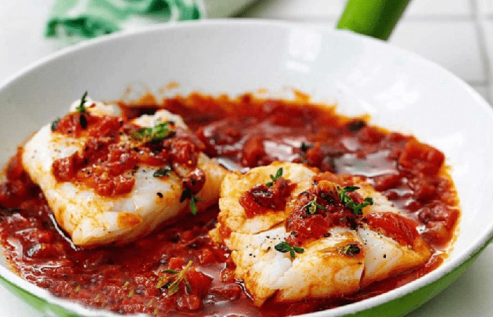 Bacalao con salsa de tomate casera en tu bacth cooking con Thermomix Bacalao para hacer bacth cooking con Thermomix