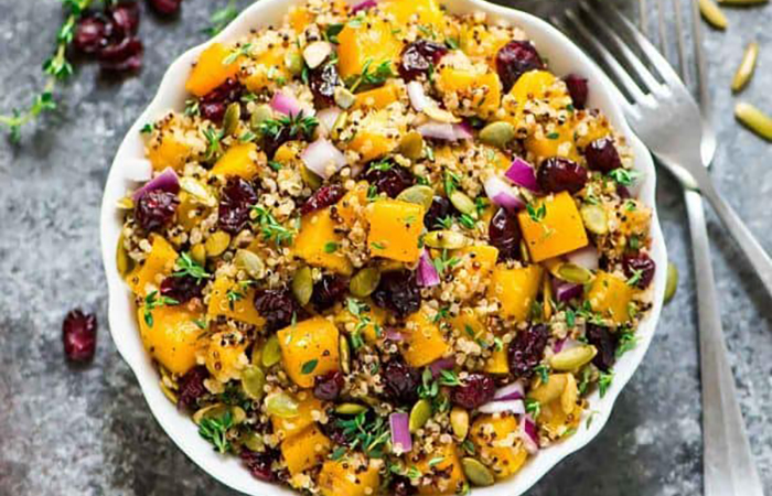 ensalada de quinoa del menú semanal para otoño Ensalada de otoño con calabaza asada y quinoa