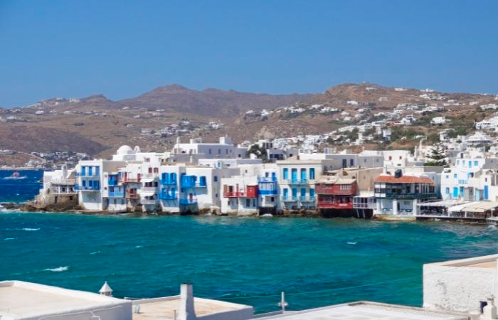 Los azules y los blancos imperan en los pueblos griegos Isla de Miconos