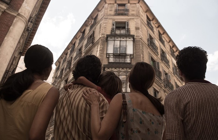 Edificio Montano de Madrid, en el filme Malasaña 32 Edificio Montano, escena de la película de terror de Malasaña 32