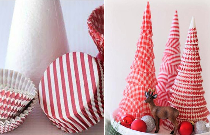 Decoración para mesa infantil de Navidad con cápsulas de papel para magdalenas Decoración para mesa infantil