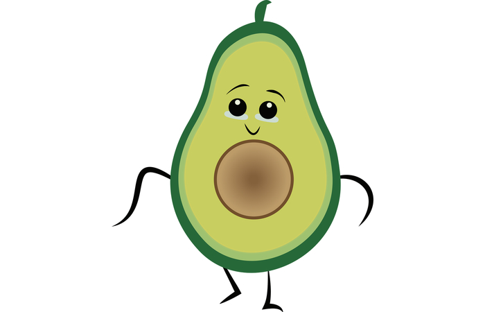 ilustración aguacate sonriente adivinanzas fáciles para niños: aguacate