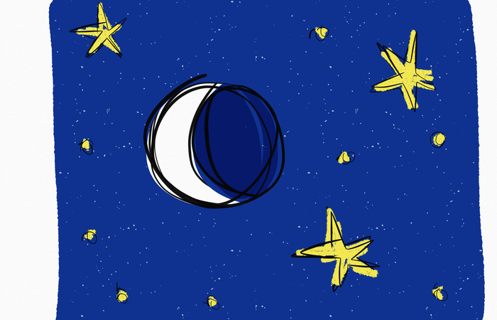 ilustración de cielo con luna y estrellas estrellas