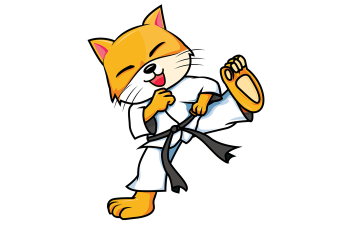 ilustración de gato karateka adivinanzas difíciles para niños: kárate