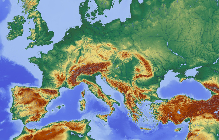 ilustración de mapa físico de Europa adivinanzas difíciles para niños: mapa