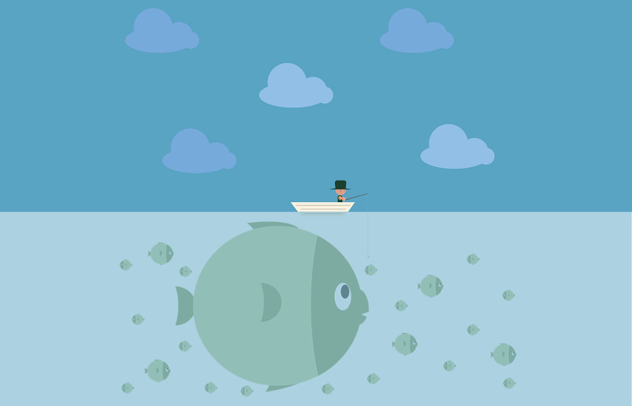 ilustración de pescador en el mar mar
