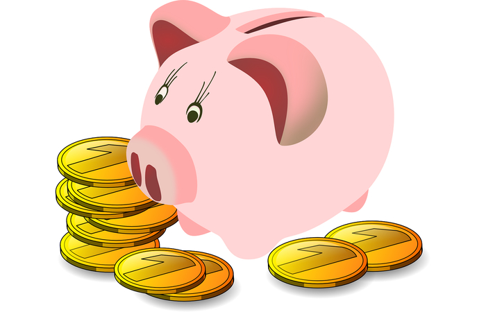 ilustración de hucha cerdito con monedas moneda