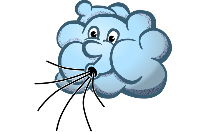 ilustración de nube soplando viento viento