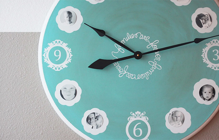 Manualidades para los abuelos: Reloj de pared con fotos