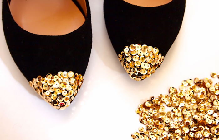 Zapatos tuneados con lentejuelas Zapatos con lentejuelas