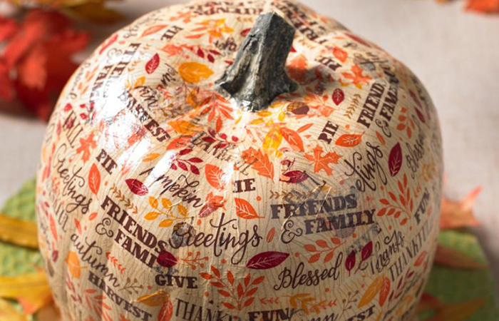 calabaza decorada con servilletas decoupage ideas fáciles con servilletas decoupage: calabaza decorada