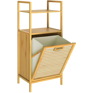 decorar con bambú: estantería con cesto