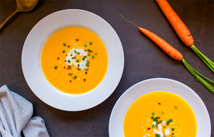 Entrantes y aperitivos veganos: Sopa de zanahoria y jengibre Aperitivos veganos: sopa de zanahoria y jengibre