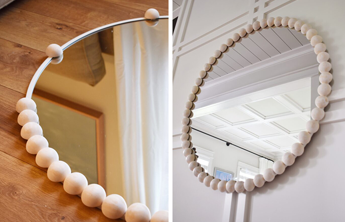 Espejo con madera Cómo hacer un espejo decorado con bolas de madera