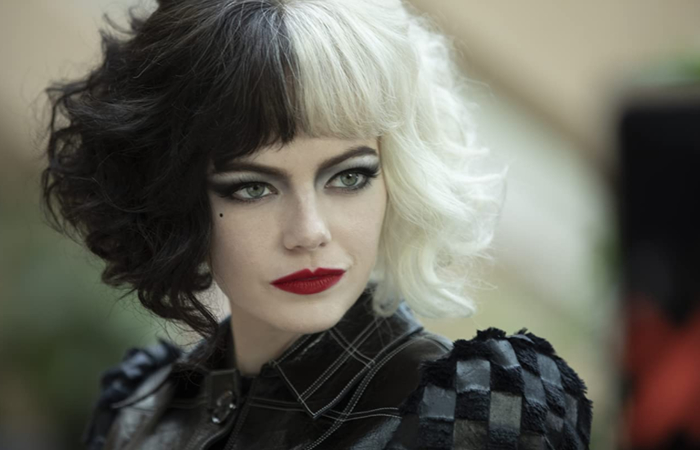 fotograma película cruella películas nominadas a los óscar: cruella, Emma Stone