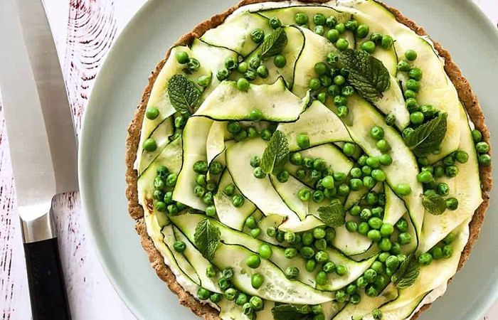 Receta de tarta de calabacín y guisantes Tarta de calabacín y guisantes