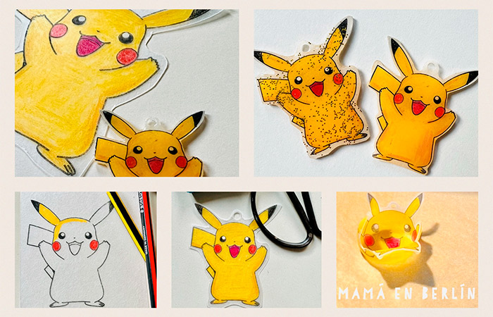 Llavero o colgante con plástico que se encoje con figura de Pikachu LLavero o colgante Pikachu Pokemon