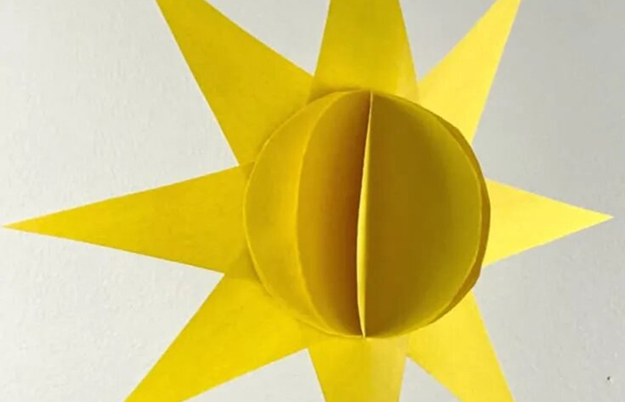Paso a paso para hacer una sol 3D en cartulina Sol con cartulina