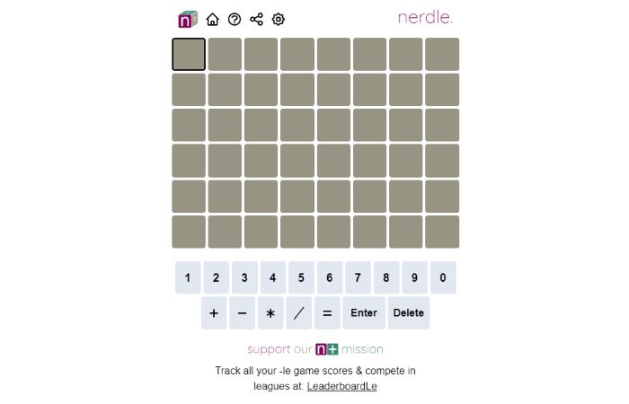 wordle: nerdle, con números