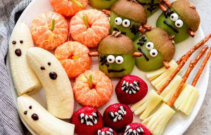emplea fruta en tu merienda fácil de Halloween merienda de Halloween fácil y saludable con fruta