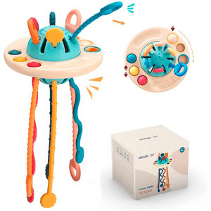 Juguete sensorial para bebés con cuerdas de silicona
