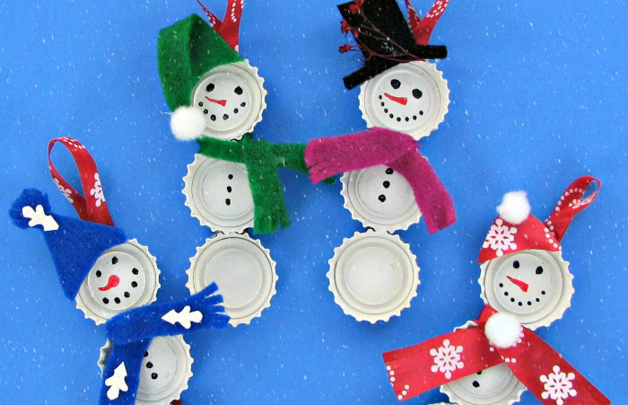 Cómo hacer muñecos de nieve con chapas muñecos de nieve con chapas