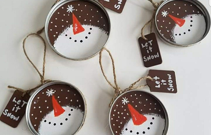 Ideas para hacer adornos navideños con tapas recicladas Ideas navideñas con tapas recicladas