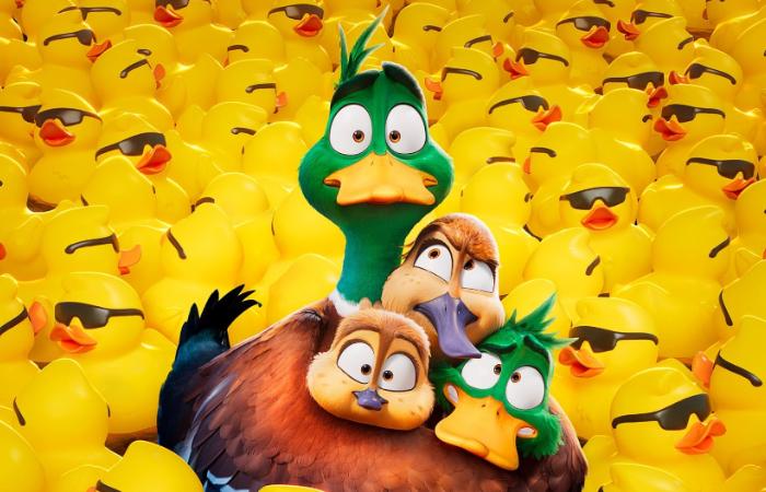 Mack y Pam con sus hijos enla película Migración. Un viaje oatas arriba cine infantil en navidad migracion un viaje patas arriba