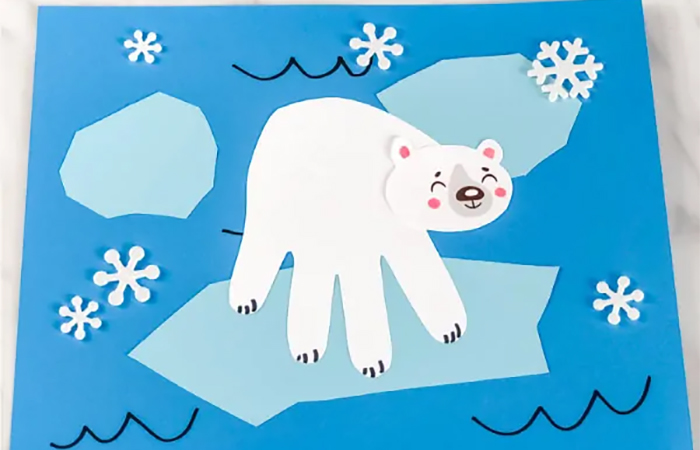 Dibuja un oso polar con la mano oso polar con la mano de un niño