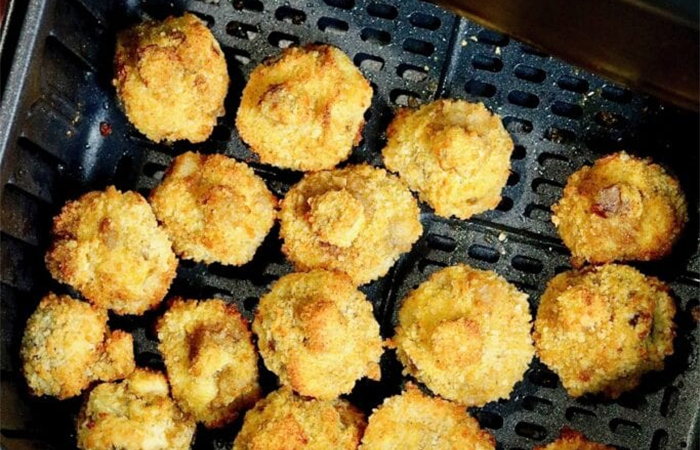 Receta de aperitivos veganos en freidora de aire de champiñones Aperitivos veganos en freidora de aire: champiñones