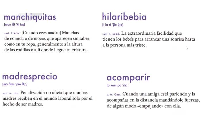 Muestra del glosario se nuevas palabras de Madrebulario palabras de Madrebulario