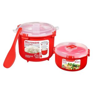 arrocera y recipiente redondo para microondas