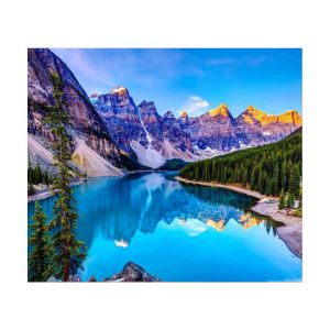 kit para pintar con diamantes un paisaje con lago y montañas