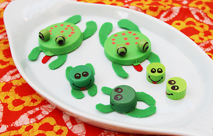 Cómo hacer ranas con tapones de botellas ideas para manualidades con tapones de botellas con forma de rana