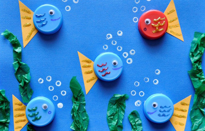 Crea peces con tapones peces con tapones
