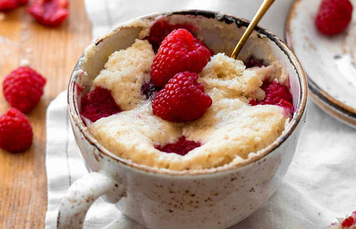 Dulce para veganos al microondas, con frambuesas Recetas dulces al microondas para veganos