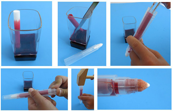 paso a paso del experimento para hacer rotuladores caseros Experimentos con colores: cómo hacer rotuladores