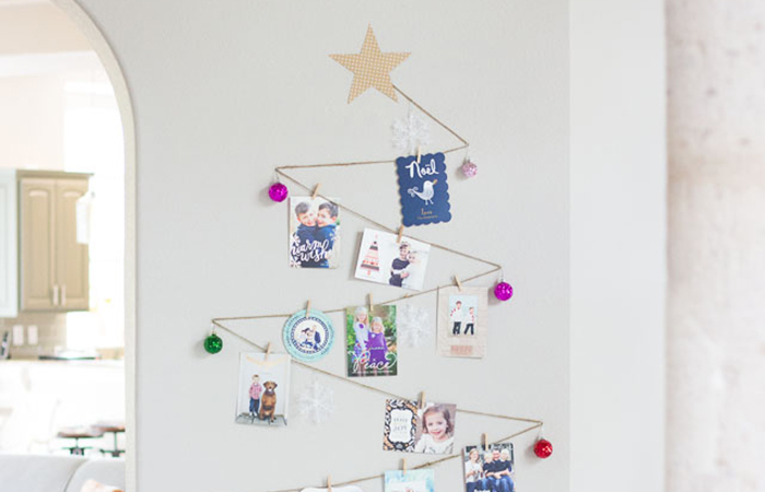 Cómo hacer una decoración navideña con cordel y minipinzas Decoración con cordel