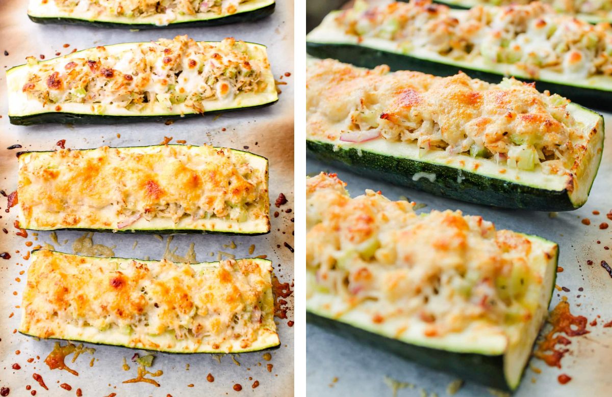 Barquitas de calabacín con atún gratinadas Barquitas de calabacín al grill