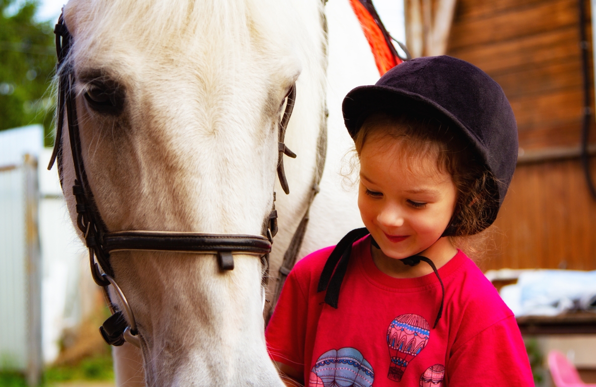 La equitación fomenta la conexión con los animales y la naturaleza niño cuidando a su caballo
